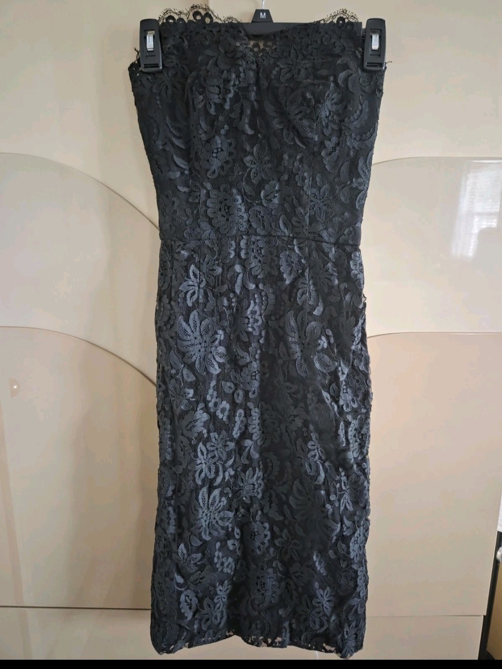 Vintage Edward Abbott Wilson Folmar Black Lace Strapless Dress, Elegant Cocktail